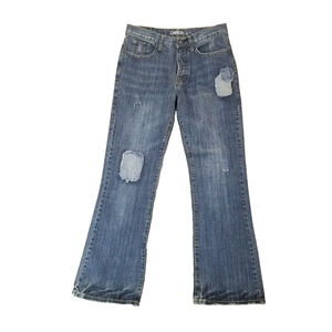 Carbon jeans men's 32x34 regular boot cut retro blue button fly denim pants